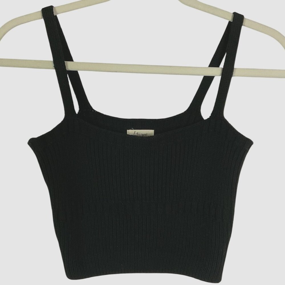 Bittersweet Black Cropped Sweater Tank Knit Top Size Small